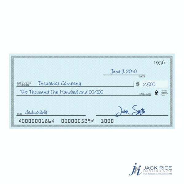 A check for 2500 dollars made out to an insurance company