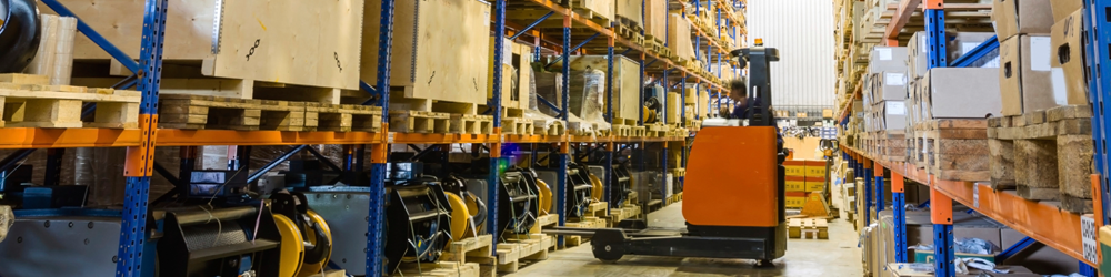 a forklift working in a warehouse